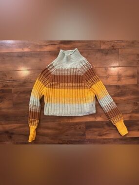 BDG Chunky Colorblock Mock Neck Sweater Cozy Cottagecore Small